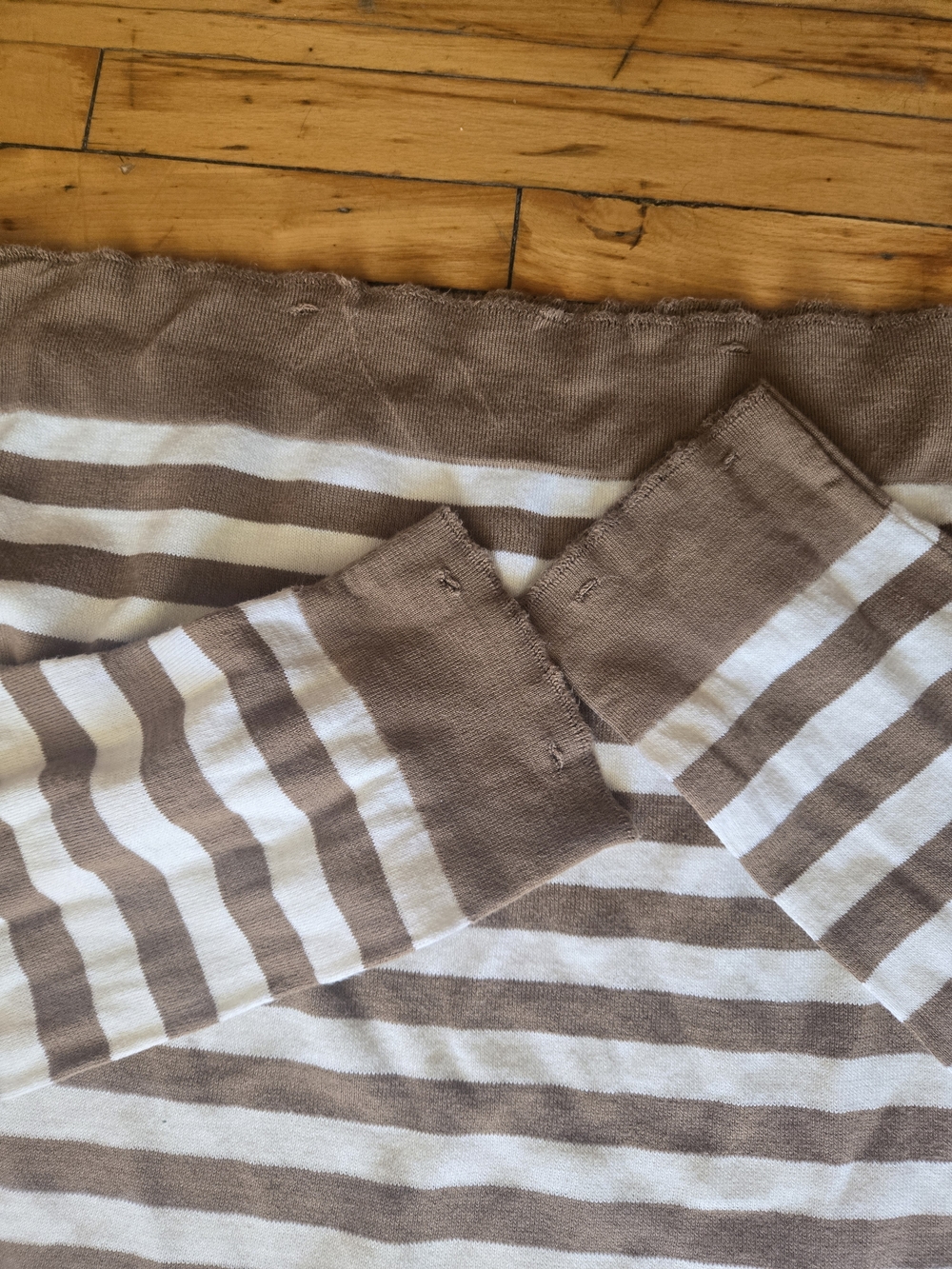 Kotn Striped Crewneck Sweater in Beige and Cream - Picture 8 of 9